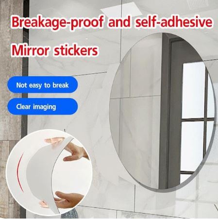 Mega Sale Offer - Shatterproof, Flexible, and Stylish and Self Adhesive Oval Shape Mirror Sticker