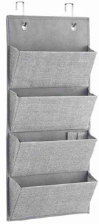Soft Fabric Wall Mount/Over Door Hanging Storage Organizer With 4 Large Cascading Pockets For Holds Office Supplies, Planners, File Folders, Notebooks