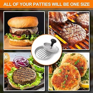 Non Stick Metal Patty Kabab Maker with Press and Wooden Handle Ideal for Perfect Burgers and Breakfast Pancakes Essential Kitchen Tool