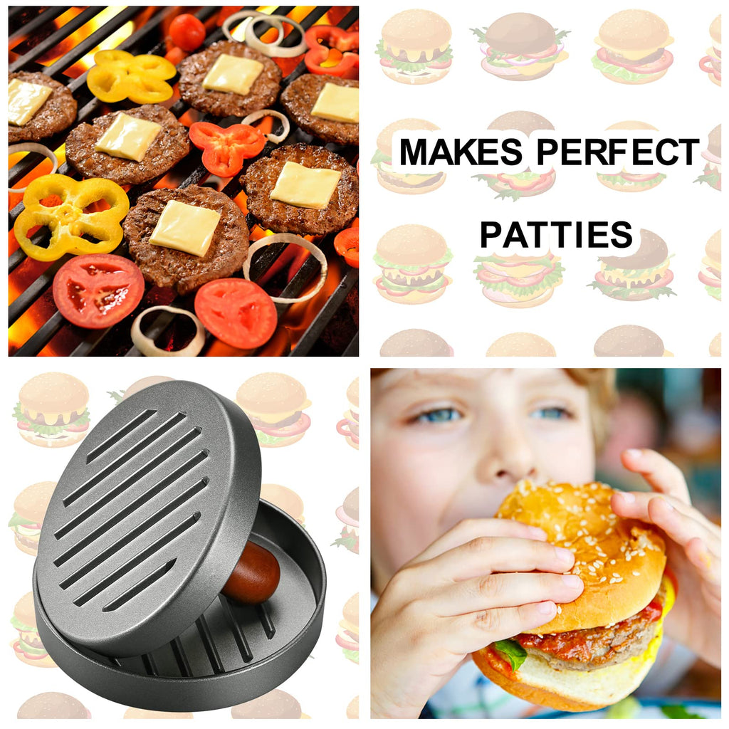 Non Stick Metal Patty Kabab Maker with Press and Wooden Handle Ideal for Perfect Burgers and Breakfast Pancakes Essential Kitchen Tool