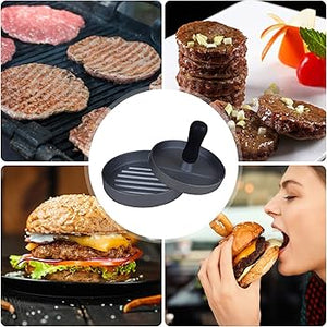 Non Stick Metal Patty Kabab Maker with Press and Wooden Handle Ideal for Perfect Burgers and Breakfast Pancakes Essential Kitchen Tool