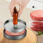 Non Stick Metal Patty Kabab Maker with Press and Wooden Handle Ideal for Perfect Burgers and Breakfast Pancakes Essential Kitchen Tool