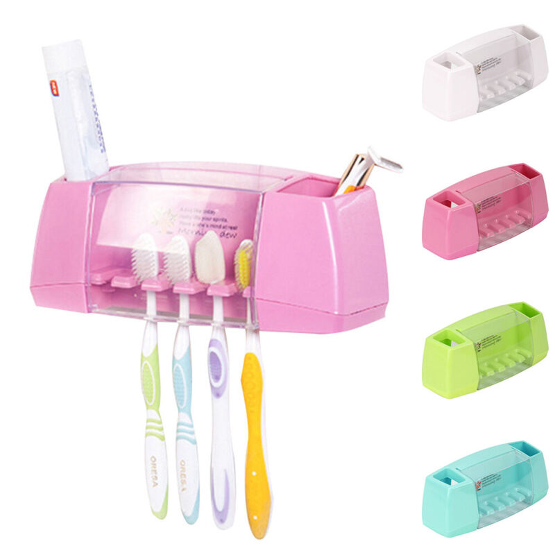 Multi-Functional Toothbrush and Toothpaste Dispenser with 5 Toothbrush Slots for Bathroom