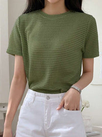 Waffle Knitted Tee – Olive