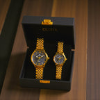 LuxeBond Gold-Black – Couple Watches Set