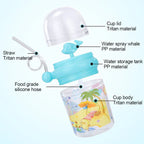 Whale Spray Water Bottle with Straw and Cup For Baby Feeding and Drinking