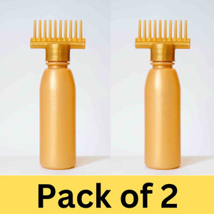 (Pack of 2) Multipurpose Yellow Hair Oil Applicator Comb Bottle
