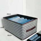 4 Pcs Brown Checkered Storage Cubes - Premium Foldable Closet Organizer Bins with Handles for Clothes, Toys & Accessories