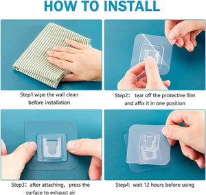 (Pack of 20) Double Sided Transparent Waterproof Self Adhesive Wall Hooks For Storage Organizer