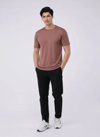 Imported Lycra Textured T-Shirt – Dusty Rose