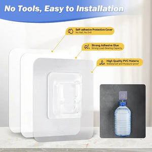 (Pack of 20) Double Sided Transparent Waterproof Self Adhesive Wall Hooks For Storage Organizer