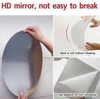 Azaadi Sale Offer 3 Pcs FlexibleSelf Adhesive Oval Shape Mirror Sticker (3 Pcs)