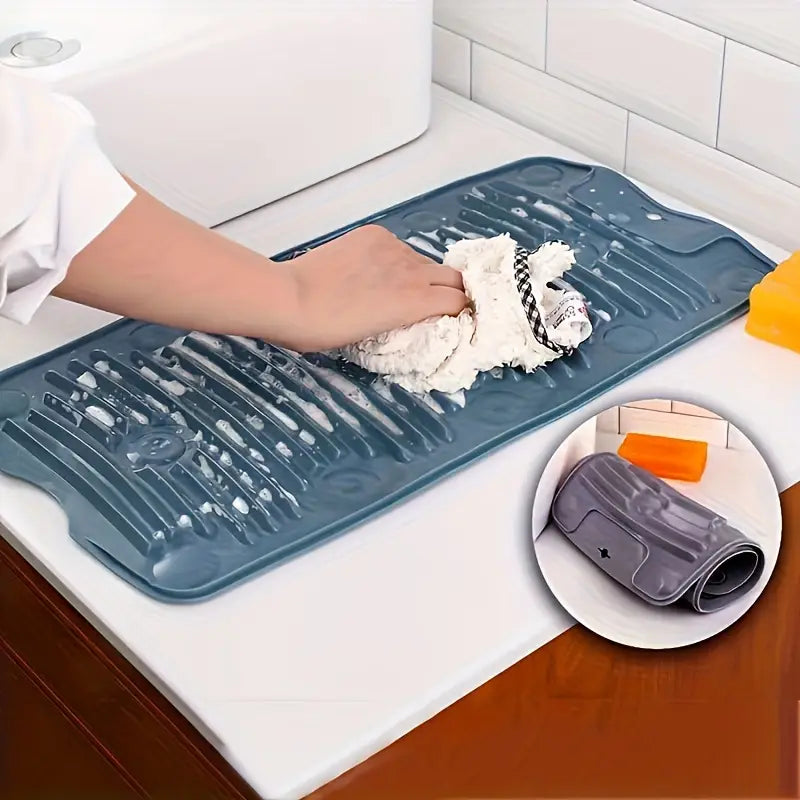 Portable Silicone Non Slip Foldable Laundry Pad Washboard Mat with Suction Cup For Home and Outdoor Use