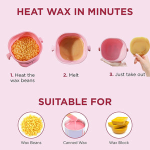 Portable and Easy To Use Electric Silicone Non-Stick Wax Warmer Heater Machine with Lid for Gentle Hair Removal For Men and Women