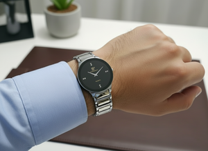 Centrix Chain Watch in Metallic Black with Golden/Silver Color Wrist Watch For Men