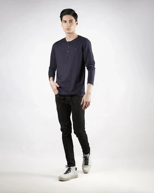 Navy Blue Henley Full Sleeve