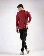 Maroon Henley Full Sleeves