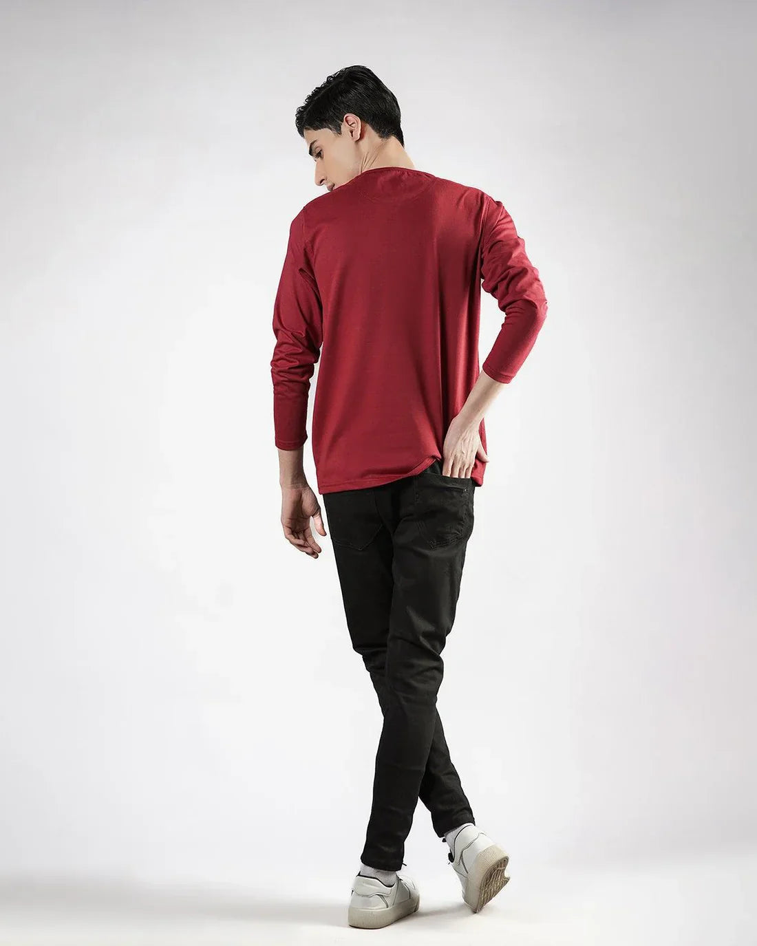 Maroon Henley Full Sleeves