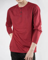Maroon Henley Full Sleeves