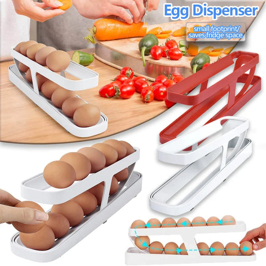 Sale Offer Egg Holder Dispensers With Automatically Rolling and Space Saving Egg Tray For Refrigerator and Kitchen