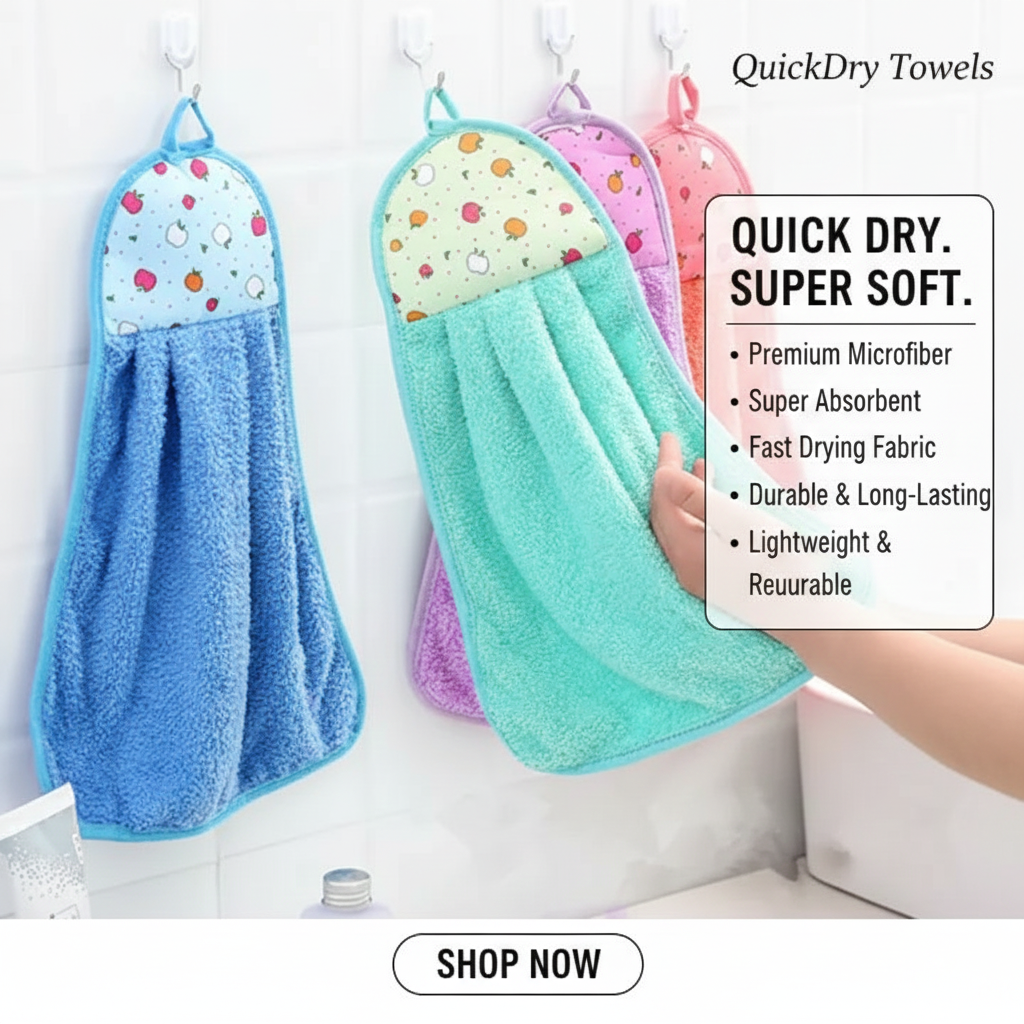 Pack of 3 Microfiber Hand Towel Kitchen/Bathroom Soft Hand Towel