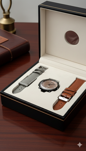 GearLine Dual Strap Deep Brown & Gray Men Watch