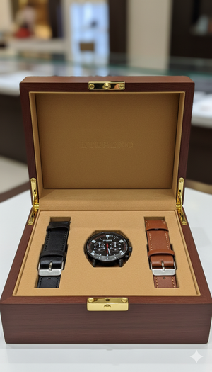 GearLine Dual Strap Black & Brown Men Watch