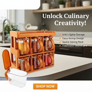 Master Chef 6 Jar Masala Rack Cooking Kitchen Seasoning Box Masala Box Set Spice Jar