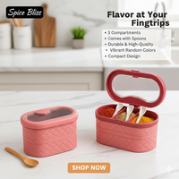 New ClothShape 3 Portion Spice Jar with Spoons Mix/Random colour