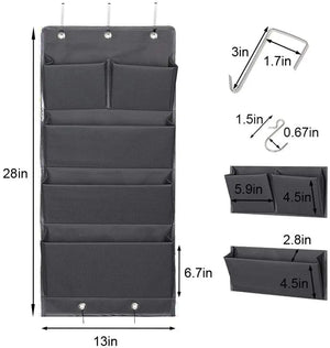 Soft Fabric Wall Mount/Over Door Hanging Storage Organizer With 4 Large Cascading Pockets For Holds Office Supplies, Planners, File Folders, Notebooks