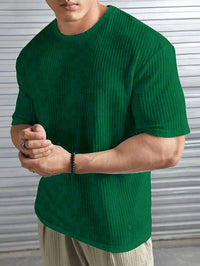 Oversized Waffle Knit Tee for Men – BOTTLE GREEN