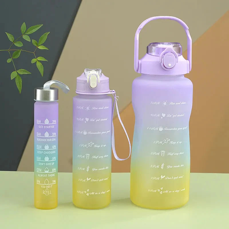 Pack Of 3 Motivational Sports Water Bottles (Random Colour)