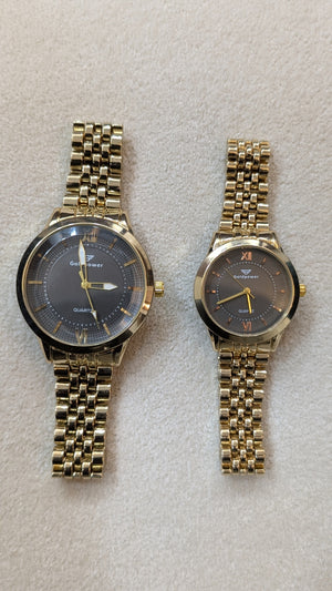 LuxeBond Gold-Black – Couple Watches Set