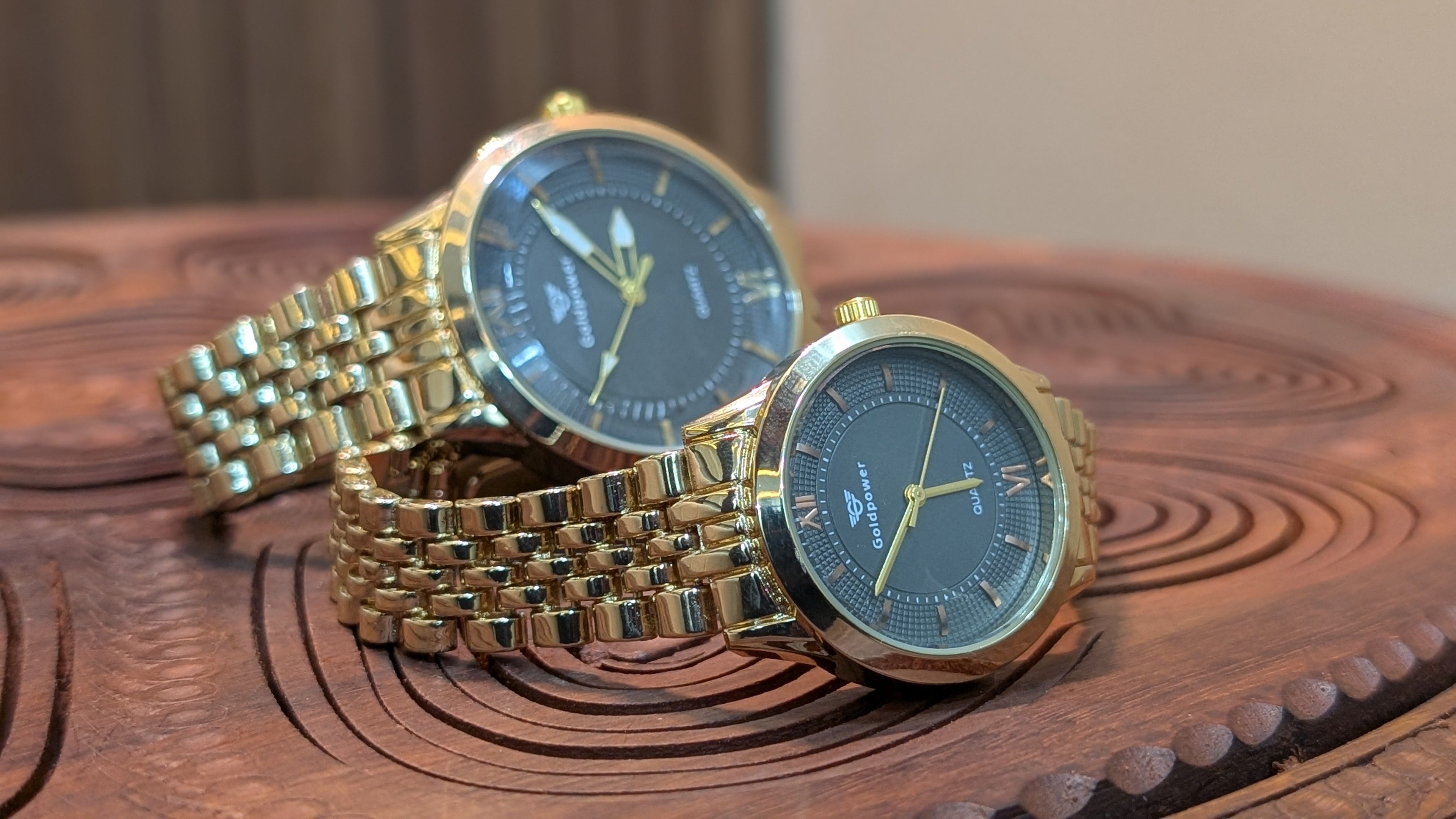 LuxeBond Gold-Black – Couple Watches Set