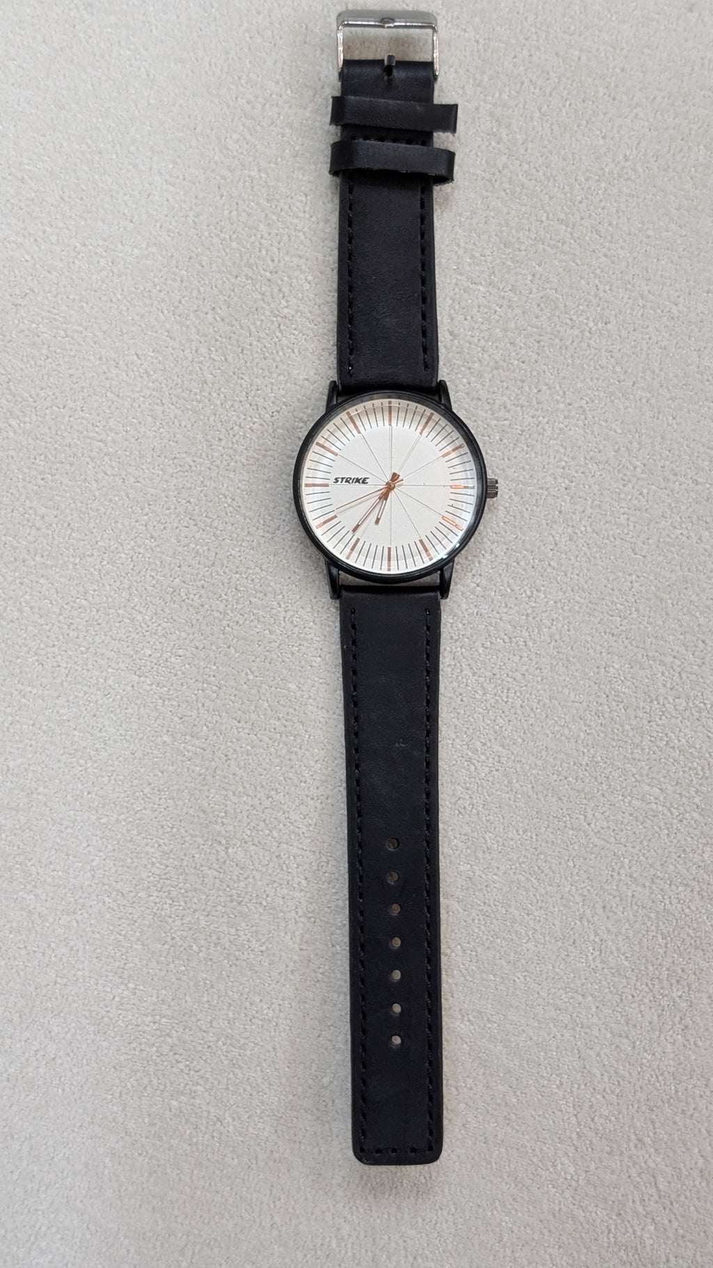 Strike Black Strap with White Dial Men Watch