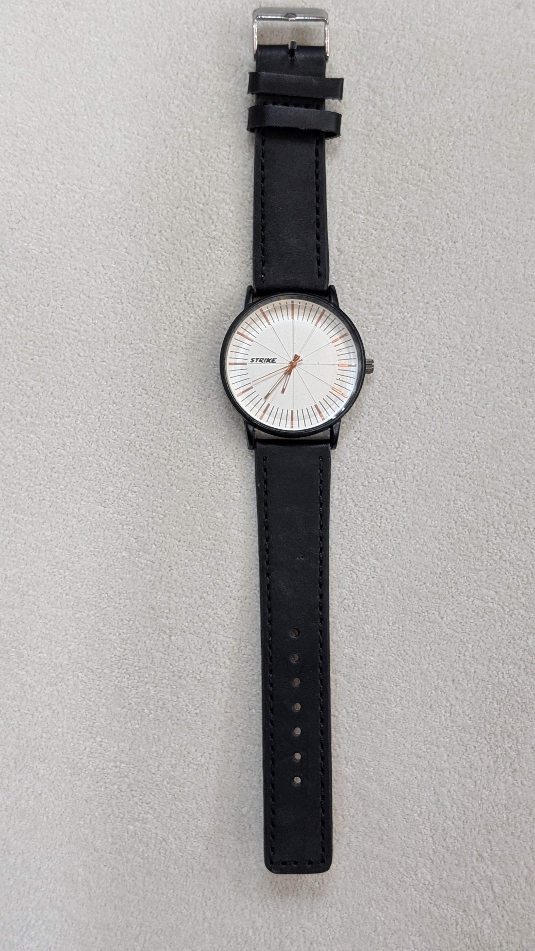 Strike Black Strap with White Dial Men Watch