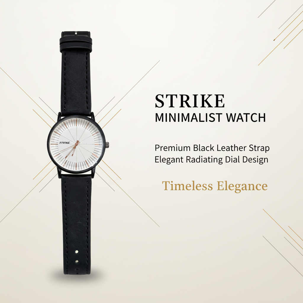 Strike Black Strap with White Dial Men Watch