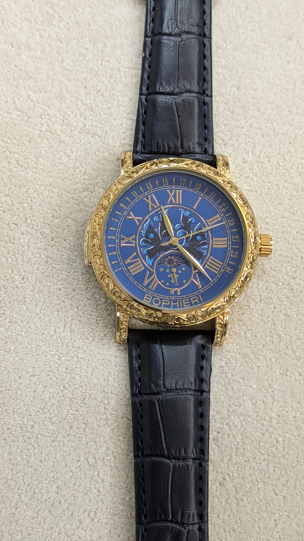 Bophieri Black Strap with Golden Dial Women Watch