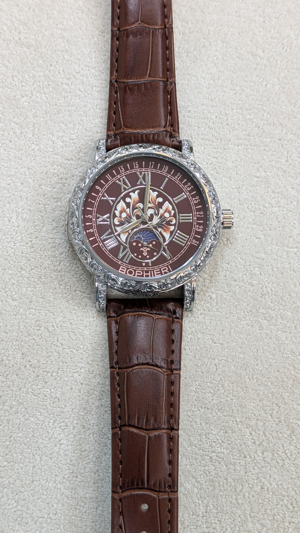 Bophieri Brown Strap with Silver Dial Women Watch
