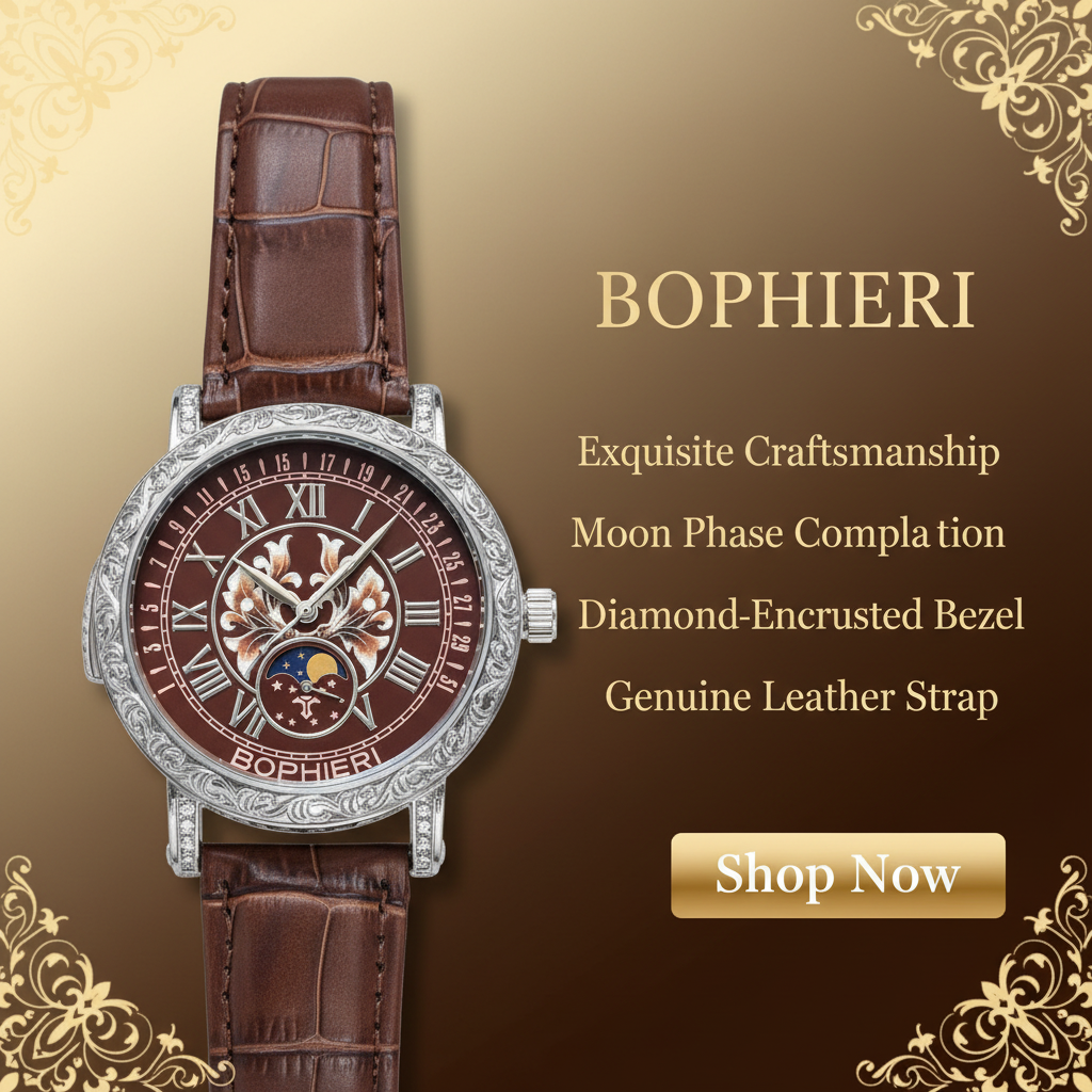 Bophieri Brown Strap with Silver Dial Women Watch