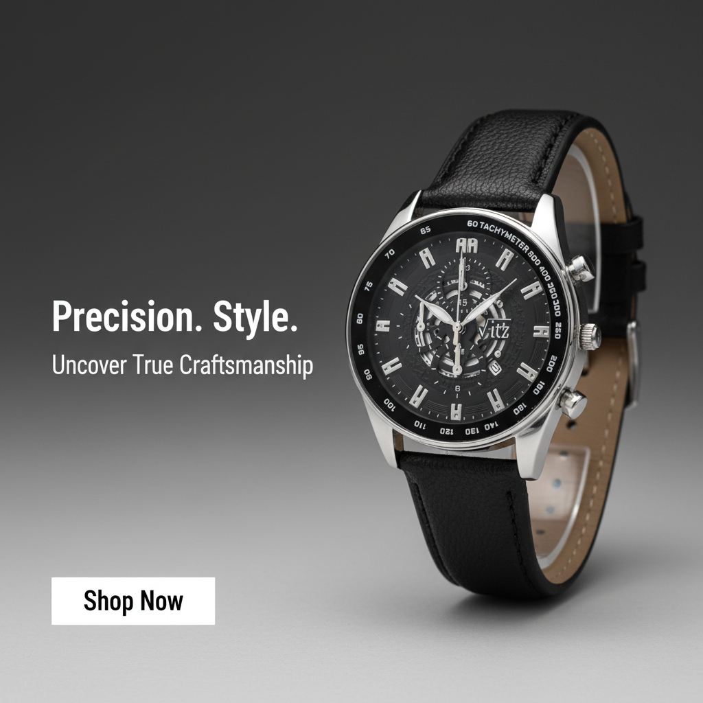 Vitz Vogue Black Men Watch