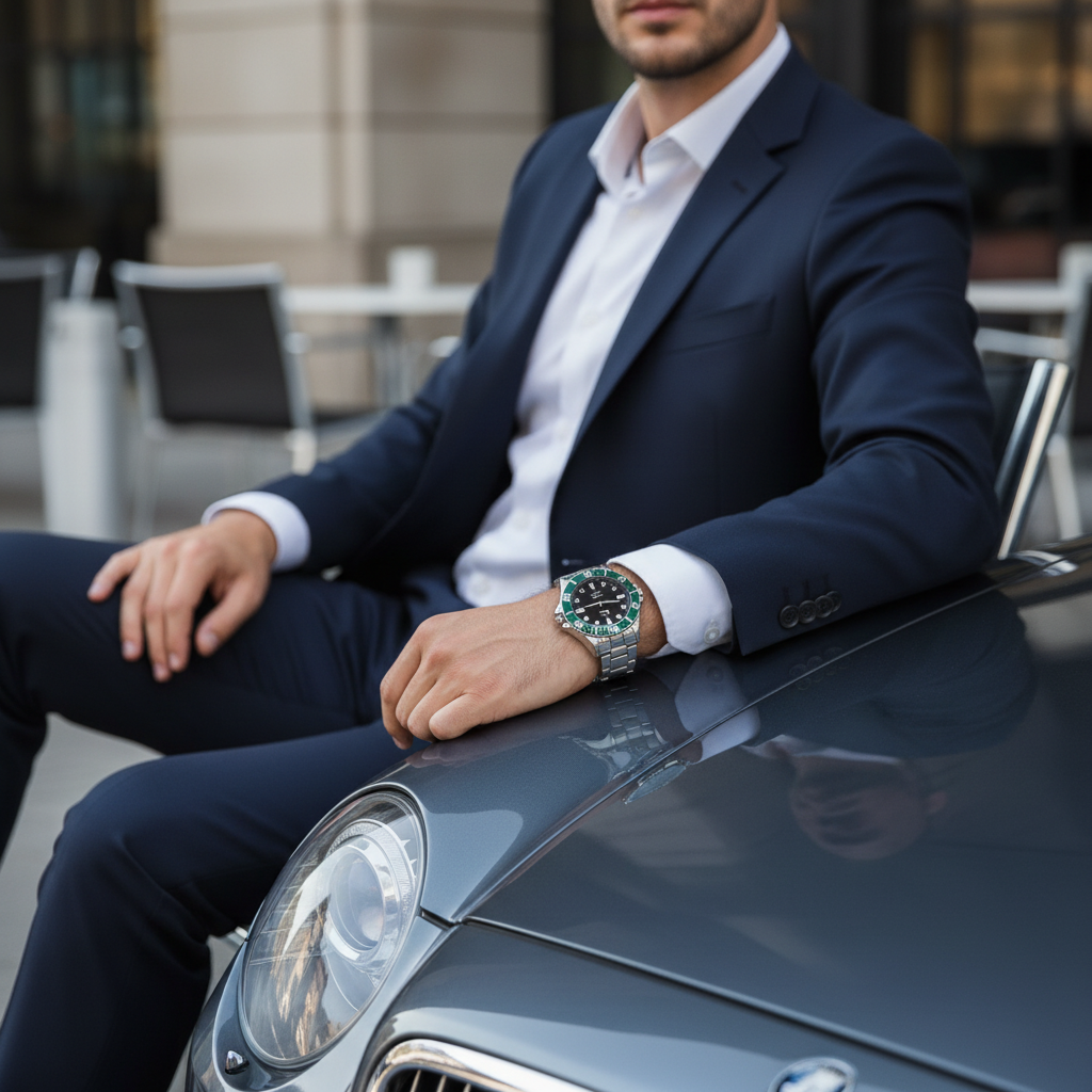 VZ Aurelia Silver Round Green Man Watch