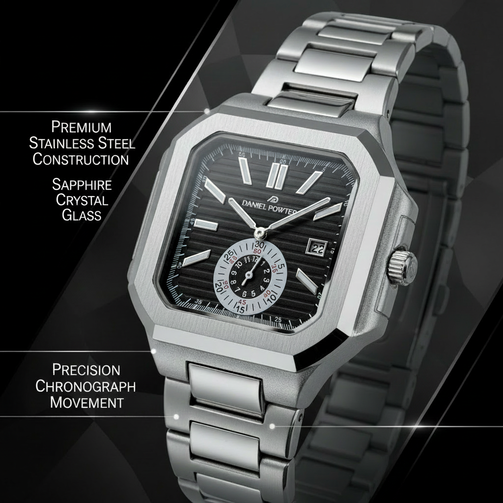 Danel Power Silver & Black Dial Men Watch