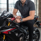 Danel Imperial Silver & Black Dial with Red & Black Shade Men Watch