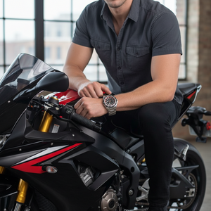 Danel Imperial Silver & Black Dial with Red & Black Shade Men Watch