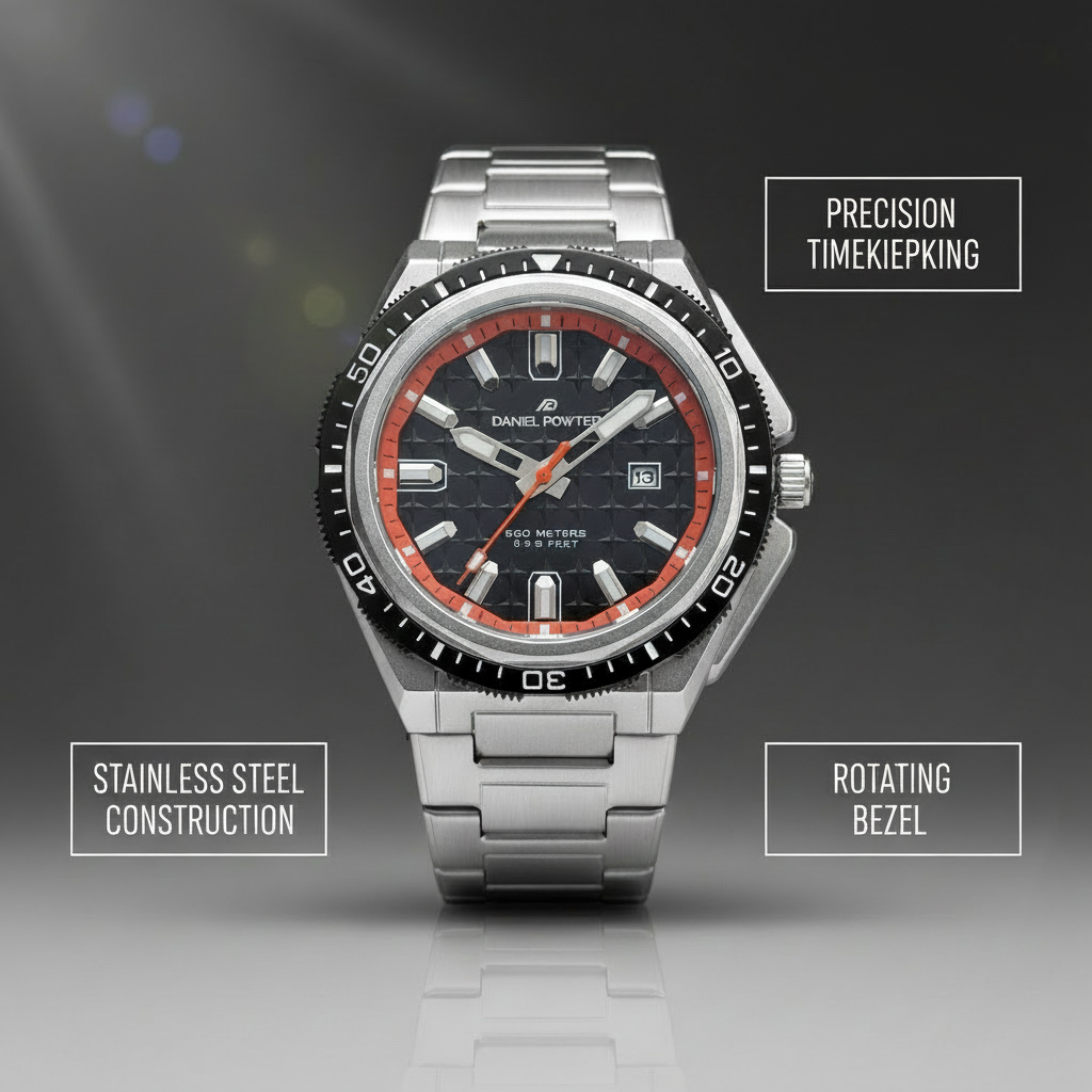 Danel Imperial Silver & Black Dial with Red & Black Shade Men Watch