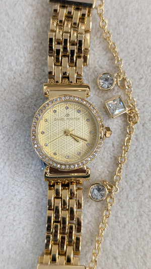 Danel Noble Golden with Diamond Chain Women Watch