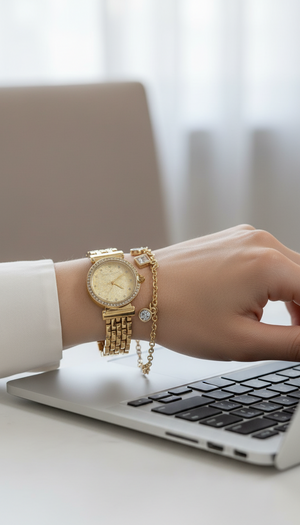 Danel Noble Golden with Diamond Chain Women Watch