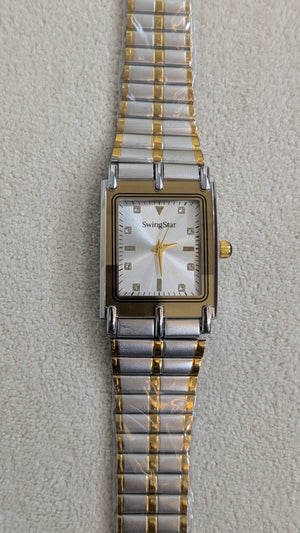 Swingstar Silver & White Dial with Gold-Line Man Watch