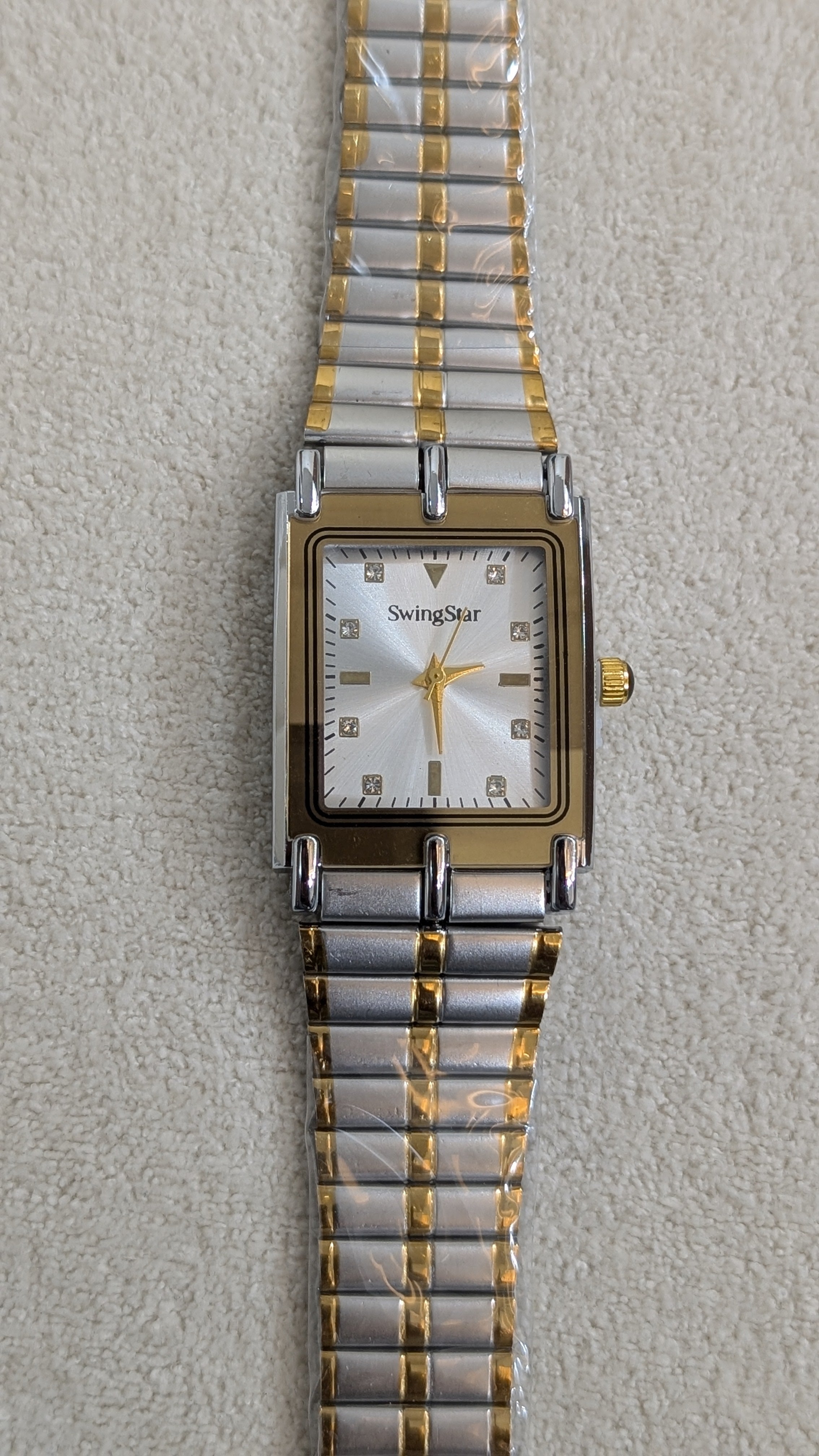 Swingstar Silver & White Dial with Gold-Line Man Watch